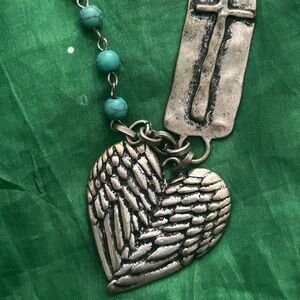 Two necklaces, beads, cross, fashion jewelry